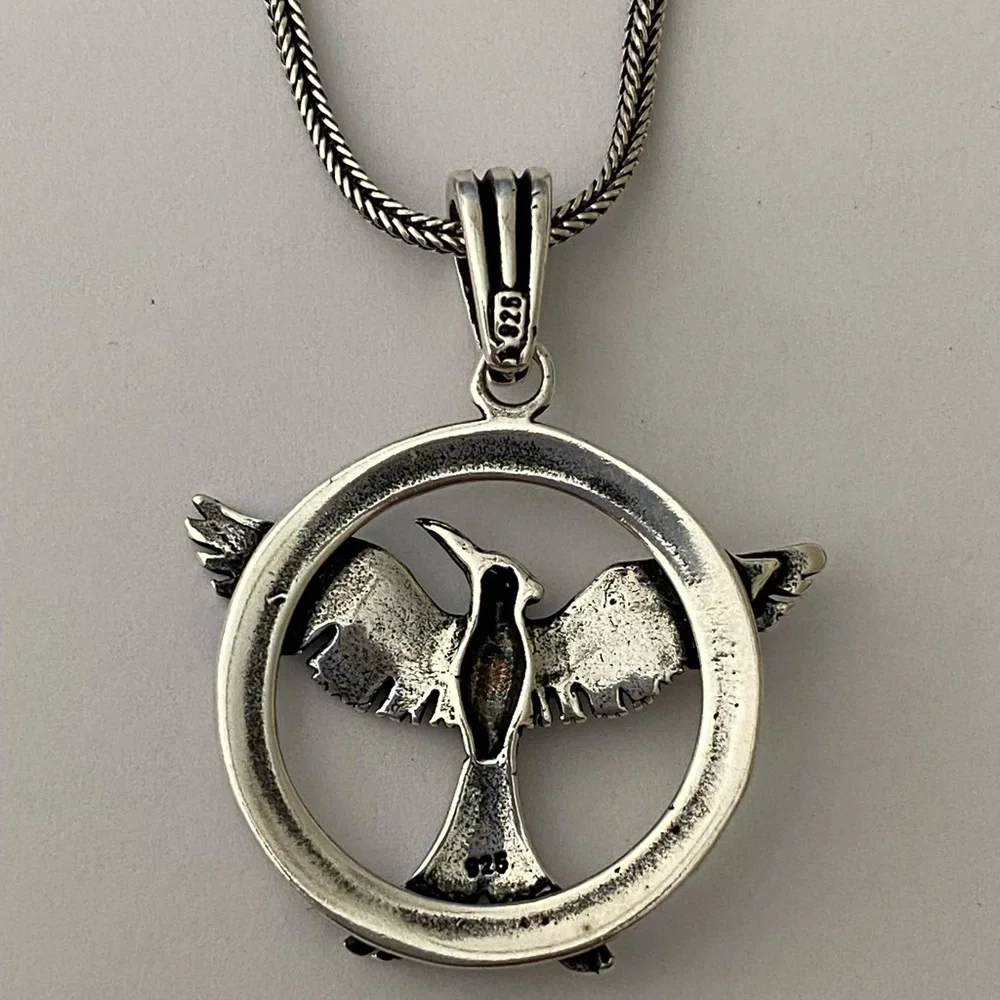 925 silver 23.5” eagle necklace with thick chain Unisex